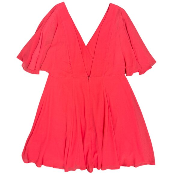 Women's ASOS Mango Red Flutter Sleeve V-Neckline Dress- Size 12 - Picture 2 of 11